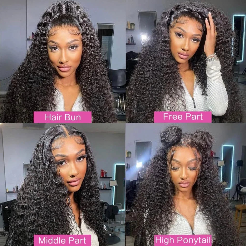 13X6 Hd Lace Frontal Wig Deep Wave Human Hair Wigs Brazilian Wigs Original Curly Lace Front Wig 230 Density For Women 30 40 Inch