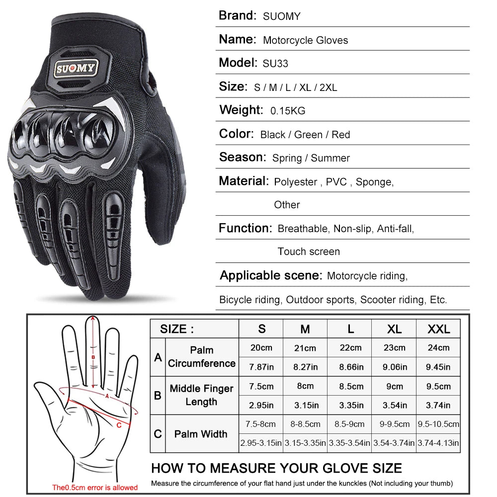 Suomy Motorcycle Gloves Moto Touch Screen Breathable Motorbike Racing Riding Bicycle Protective Guantes Summer Sports for Honda