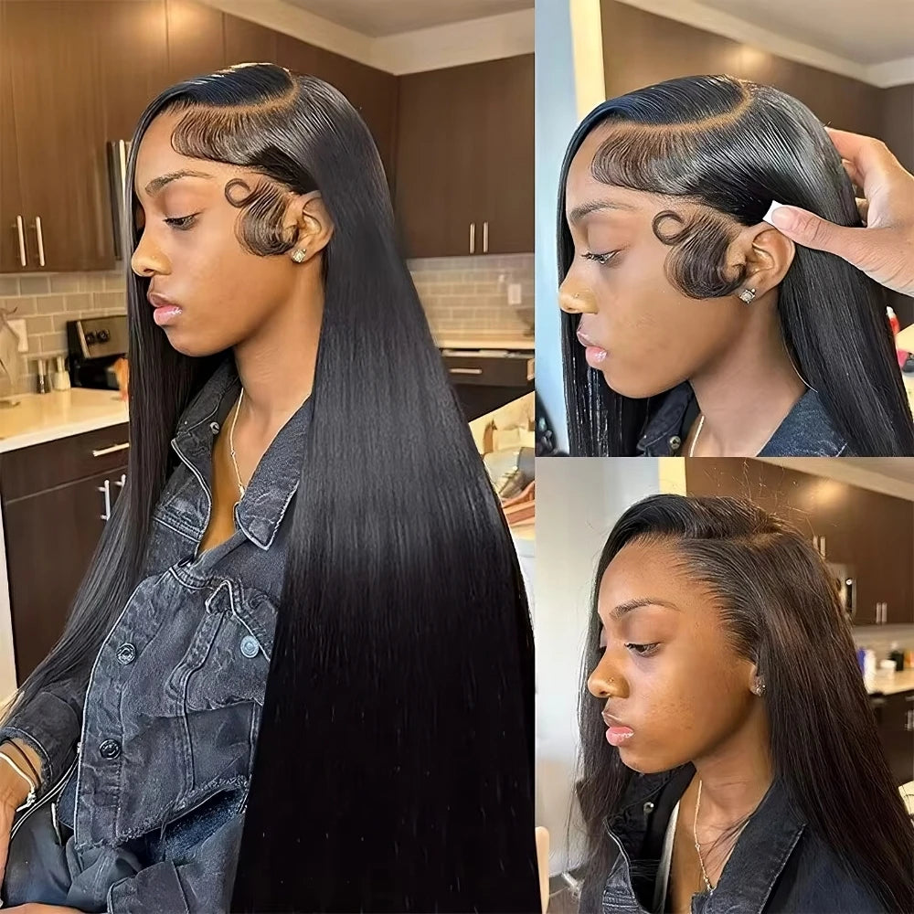 Bone Straight 13x4 Lace Frontal Wig For Women 5x5 Glueless Invisi-Drawstring Black Human Hair Wigs 360 Full Lace Wig Human Hair