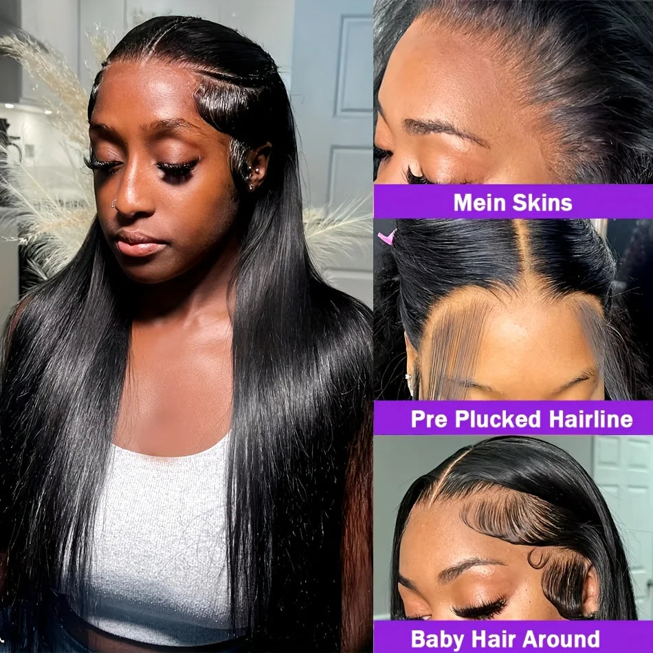 Bone Straight Human Hair Wigs 13X6 Hd Lace Frontal Wig 30 40 Inch Pre Plucked Brazilian 13X4 Lace Front Black Wigs For Women