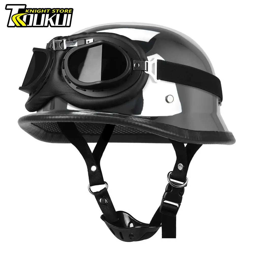 DOT Certification Half Helmet Retro Motorcycle Helmet German Vintage Moto Helmet Fashion Capacete De Moto Men Women Casco Moto