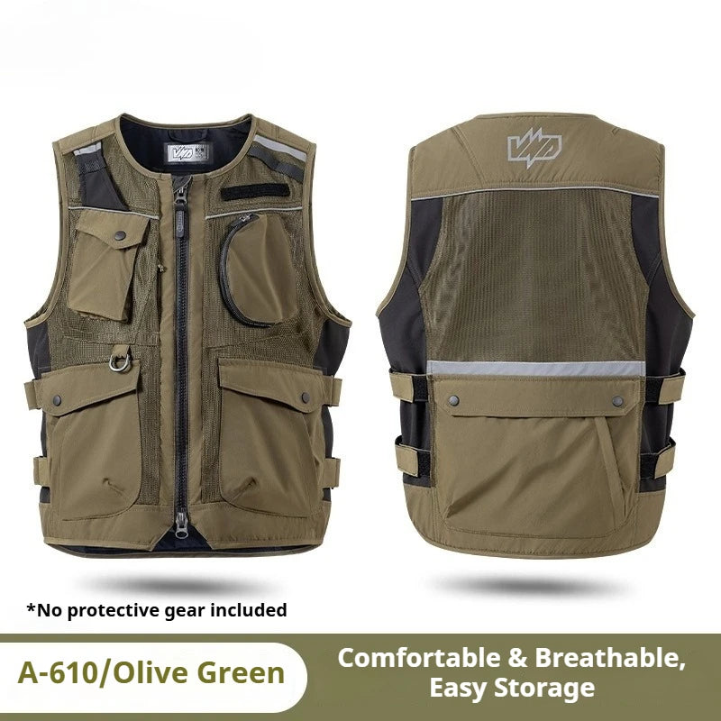 Reflective Safety Vest Motorcycle Riding High Visibility Breathable Wear-resistant Night Reflective Vest Motorbike Travel Gear
