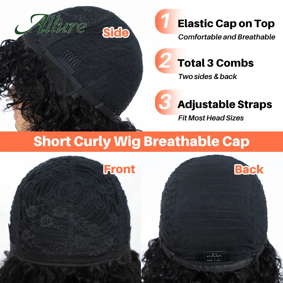 Brown Curly Bob Wigs Human Hair Wigs Afro Curly Wigs With Bangs Glueless Wear Go Jerry Curly Bob Wigs Brazilian Human Hair Wigs