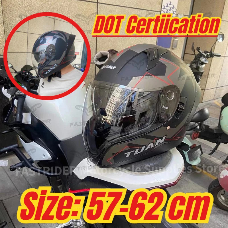 Motorcycle Helmet DOT Certified Double Mirror Drinking Water High Value Cycling Locomotive Full Helmet Ride