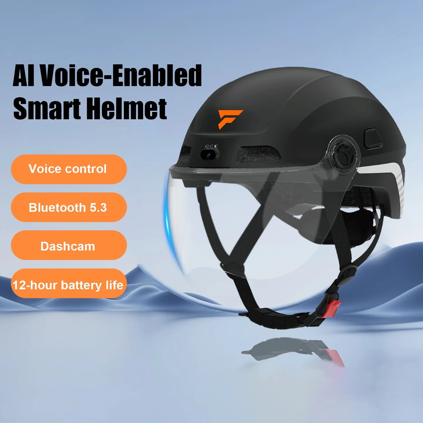 M8 Intelligence Motorcycle Helmet Bicycle Safety Helmet Built-in Noise-canceling BT Dashcam with LED Headlights