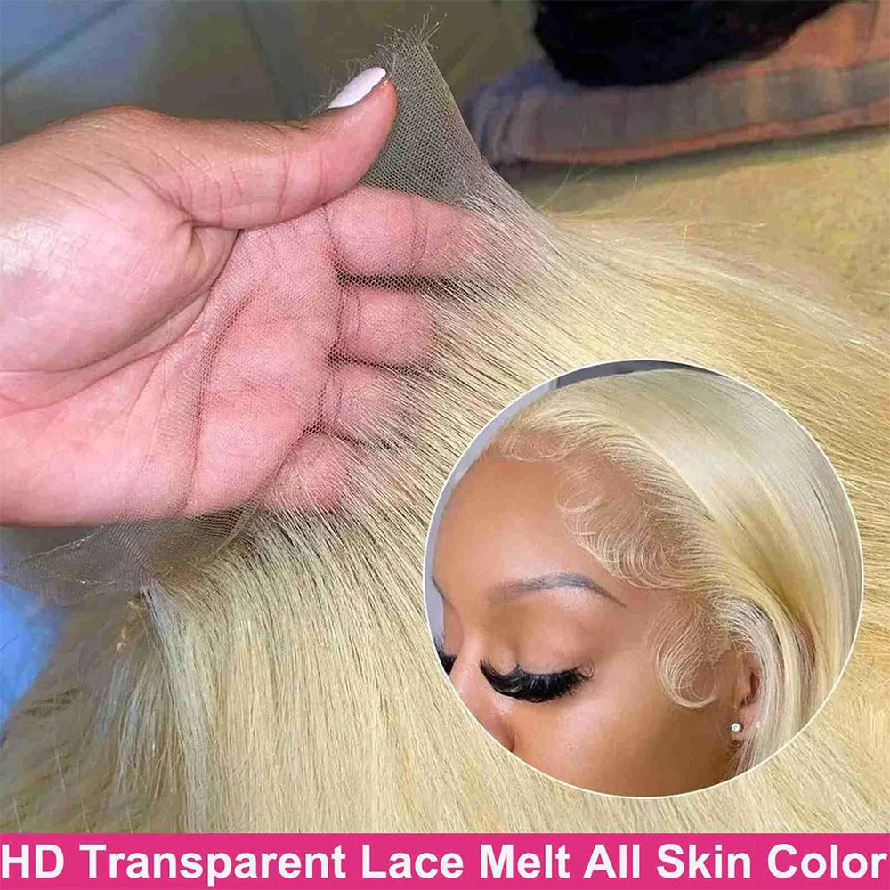 #613 Blonde Straight Short Bob Wig 13x6 HD Transparent Lace Human Hair Wig PrePlucked Brazilian Hair 7x6 Glueless Lace For Women