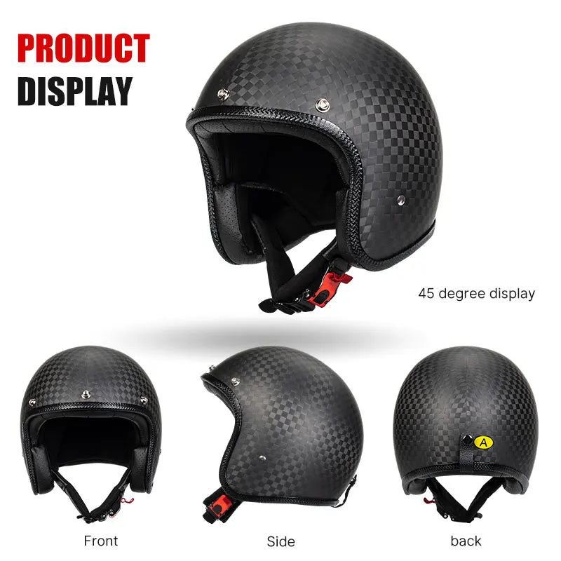 Open Face Helmet Carbon Fiber Motorcycle Helmets for Moto DOT Approved Four Seasons Universal 3K 12K Ultra Light 3/4 Jet Helmet