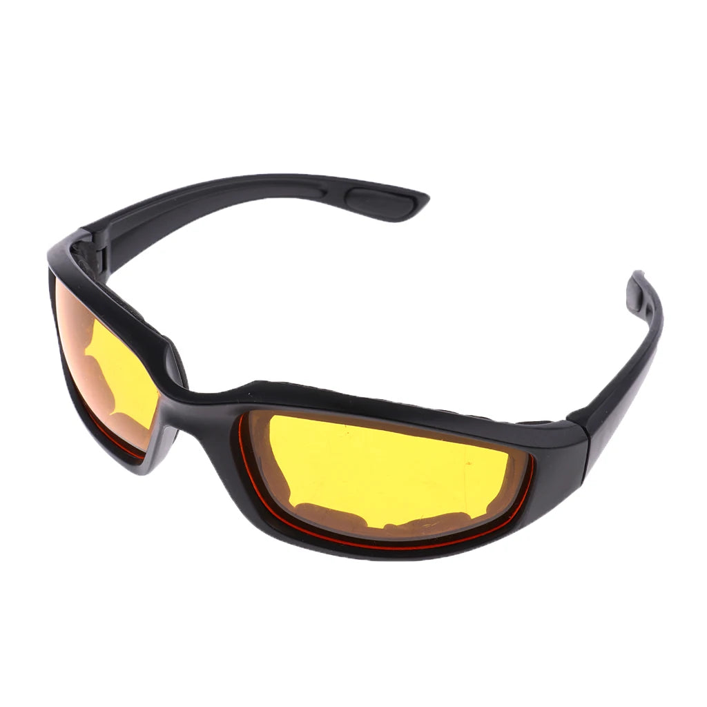 UV Protection Dustproof Motorcycle Riding Goggle Glasses with Yellow Lens