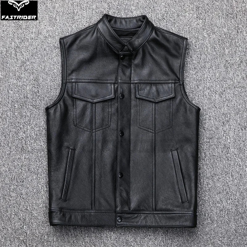 Motorcycle Riding Vest Zipper Button Motorcycle Casual Leather Vest Leather Vest Motorcycle