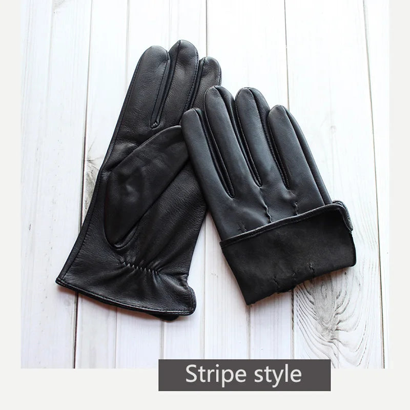 Autumn Thin Sheepskin Leather Gloves Men's Rayon Lining Spring and Summer Outdoor Bicycle Riding Car Driving Fashion Driver Fin
