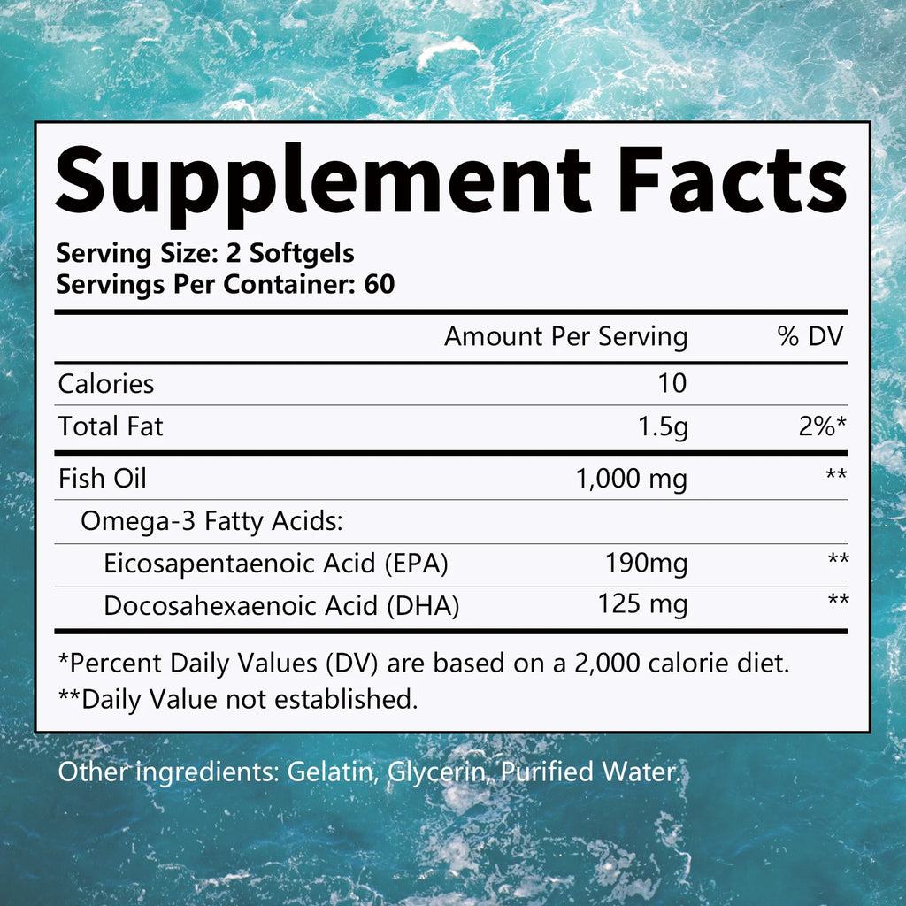 Omega-3 Fish Oil Supplement - with EPA & DHA - Supports Heart and Brain Health Omega 3 Fatty Acids