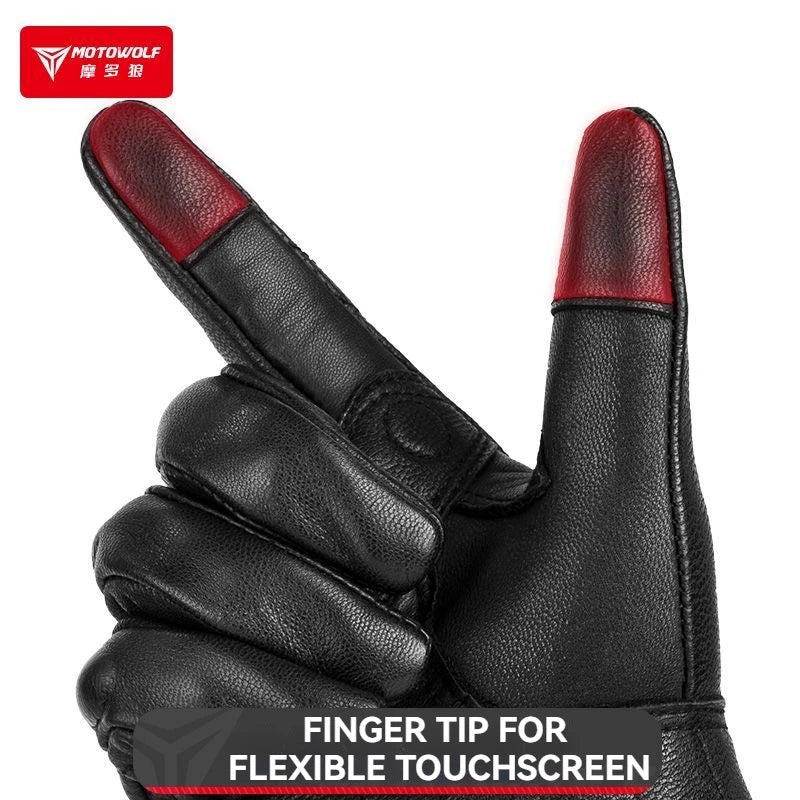 MOTOWOLF Motorcycle Gloves Men Leather Riding Gloves Touchscreen Anti-Skid Breathable Four Seasons Unisex
