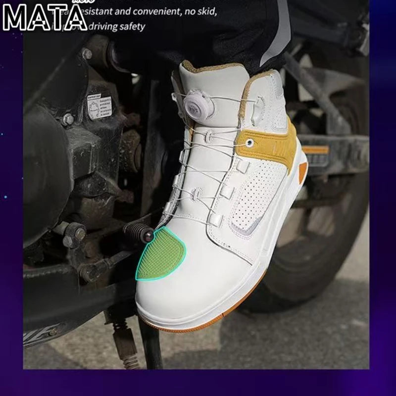 HOT Motorcycle Boots Men Biker Shoes Moto Sneaker Microfiber Leather Adventure Motocross Shoes Anti-slip Motorcycle Equipment