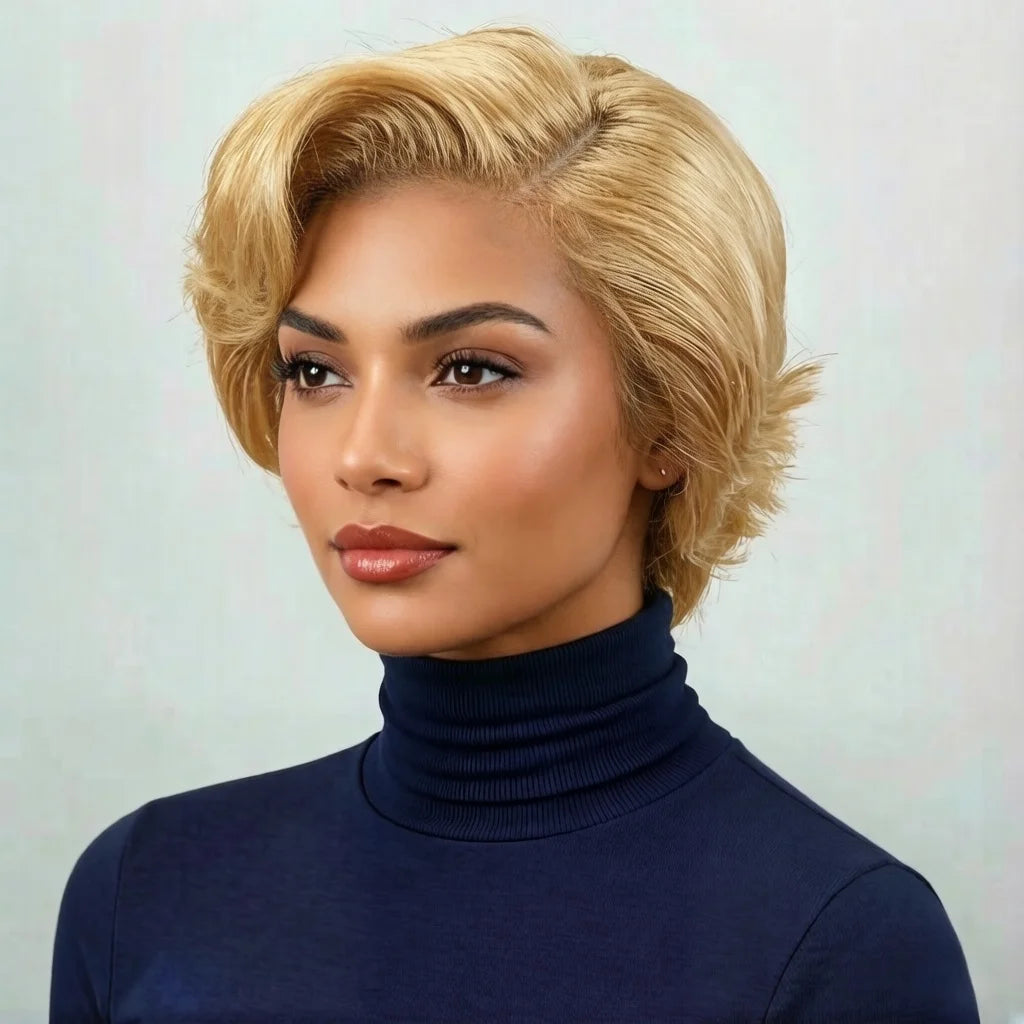 Pixie Cut Straight Brazilian Human Hair Wigs 13x4 Lace Frontal Hair Wig Short Bob Hair Wig 180% density