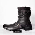Motorcycle Riding Black Retro Boots for Men and Women, Thick Soled and Height Engineer Boots, Midsole Motobike Chelsea Shoese