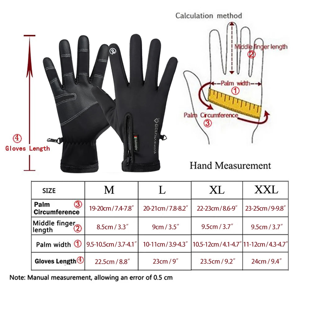 Motorcycle Gloves Touch Screen Motorbike Riding Gloves Winter Thermal Fleece Lined Water Resistant Skin-Friendly Cycling Gloves