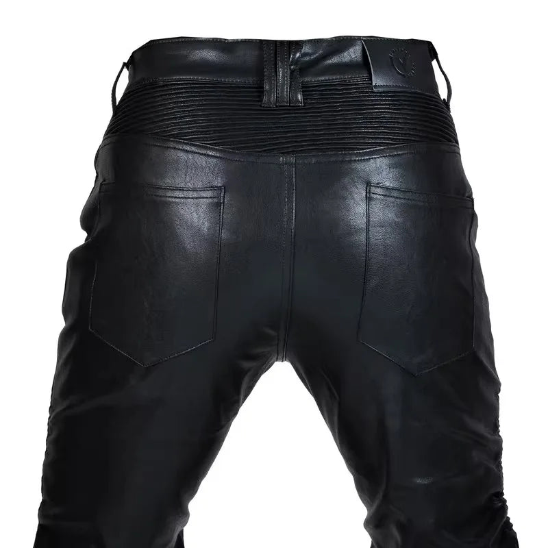 2024 Motocross Racing Pants PU Leather Biker Trousers Waterproof Windproof Men With 4X CE Knee Hip Pad Motorcycle Riding Jeans