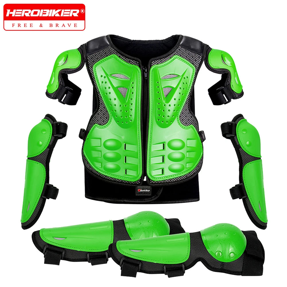 Motorcycle Armor Kid's Chest Vest Protection Motocross Riding Armor Jacket Protective Armors Motorbike Kneepads Moto Full Armor