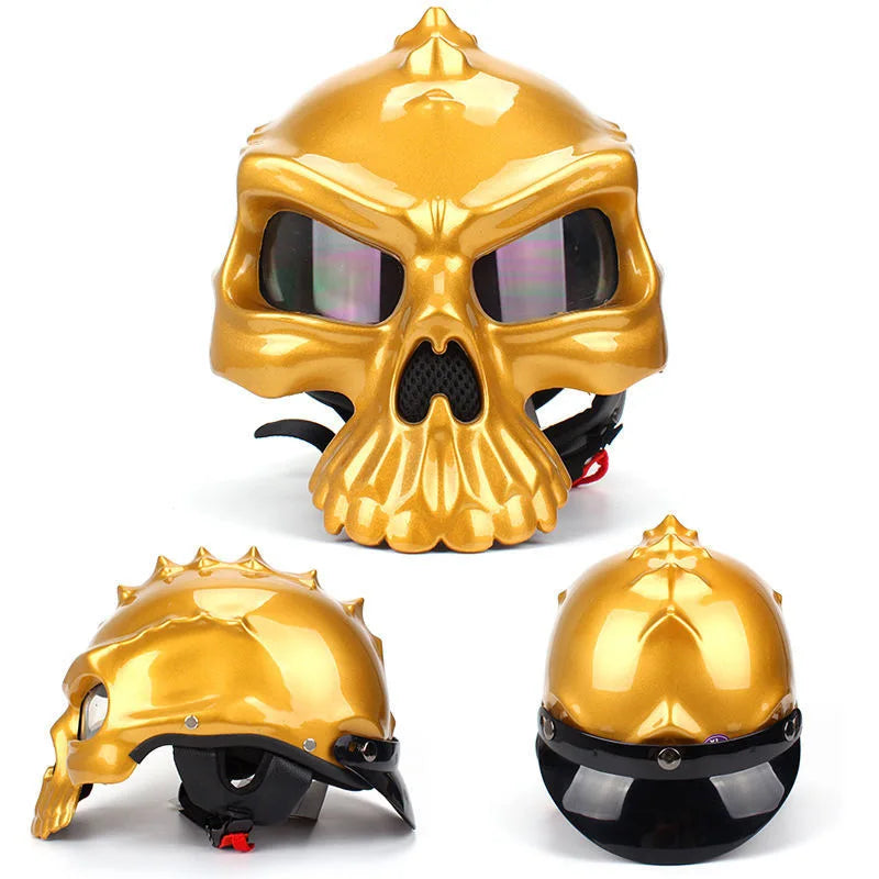 Fashion For Harley Motorcycle Double-sided Wearable Skull Helmet High-quality ABS Half Helmet Personality Four Seasons Universal