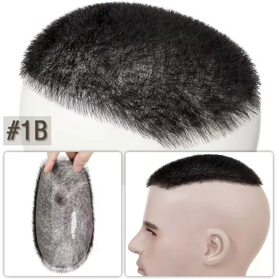 Men's Short Hair Wig Piece with PU Around Hair Men's Wig Replacement System Prosthetic Hair Wig Male Pieces For Men Baldness