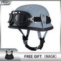 Factory Price Motorcycle German Style Leather Half Face Helmet DOT Approved Cap1/2 Shell Helmets+Goggles Open-Face Casque