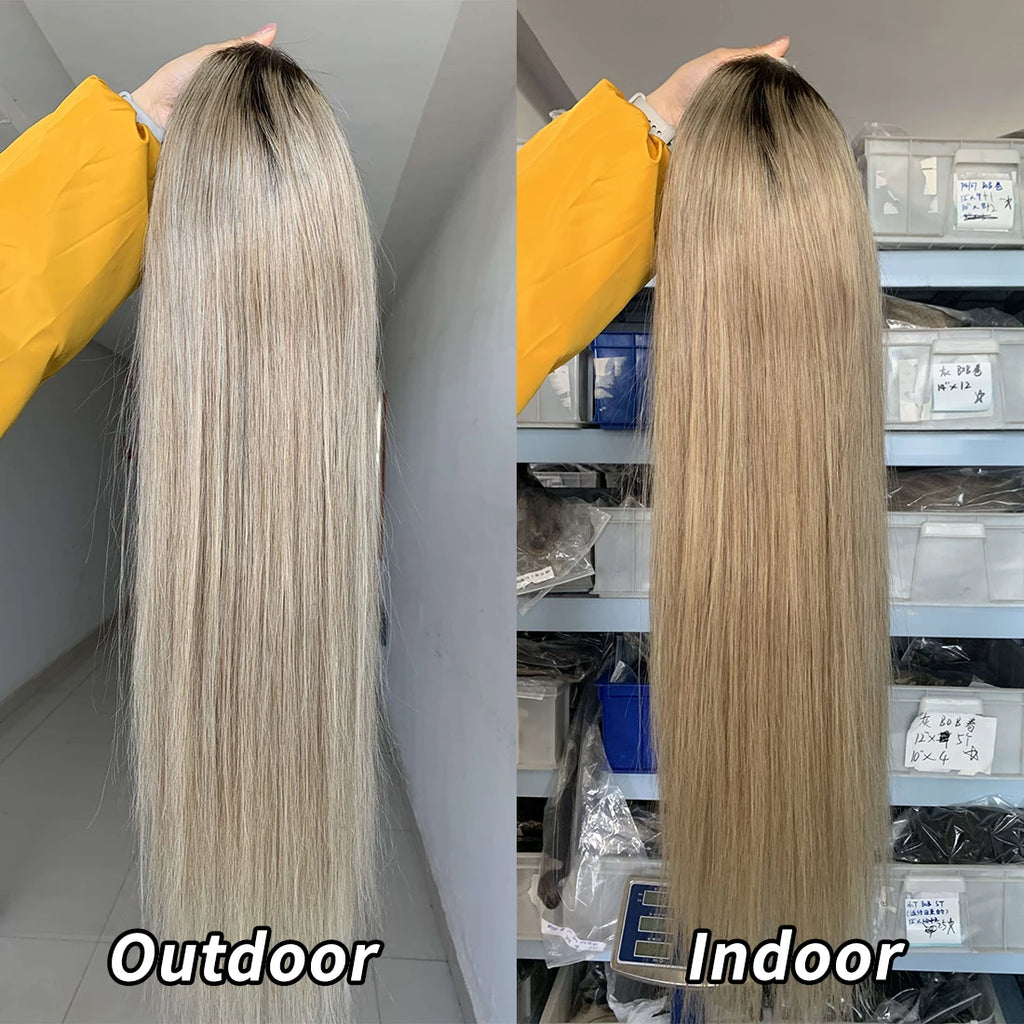 Ash Blonde Wigs Human Hair 13x4 Transparent Lace Front Wigs Human Hair 200 Density Ash Blonde Straight Lace Front Wigs for Women
