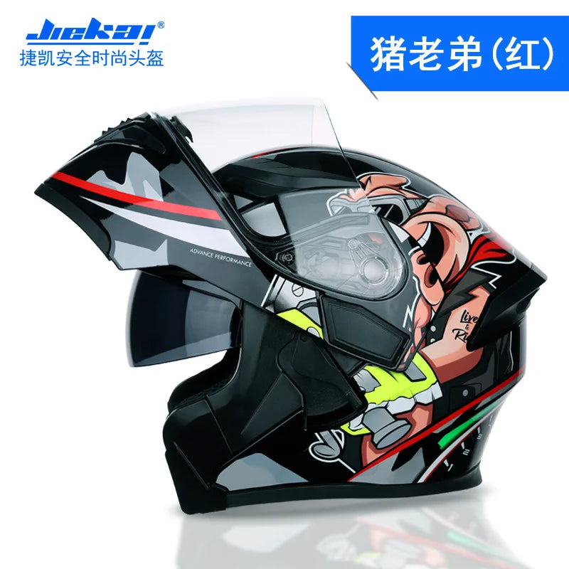 NEW Bluetooth Helmet Flip Up Visor Dual Lens Casco Moto Cool Motorcycle Helmet Full Face Casco Black Motorbike Helmets Modular