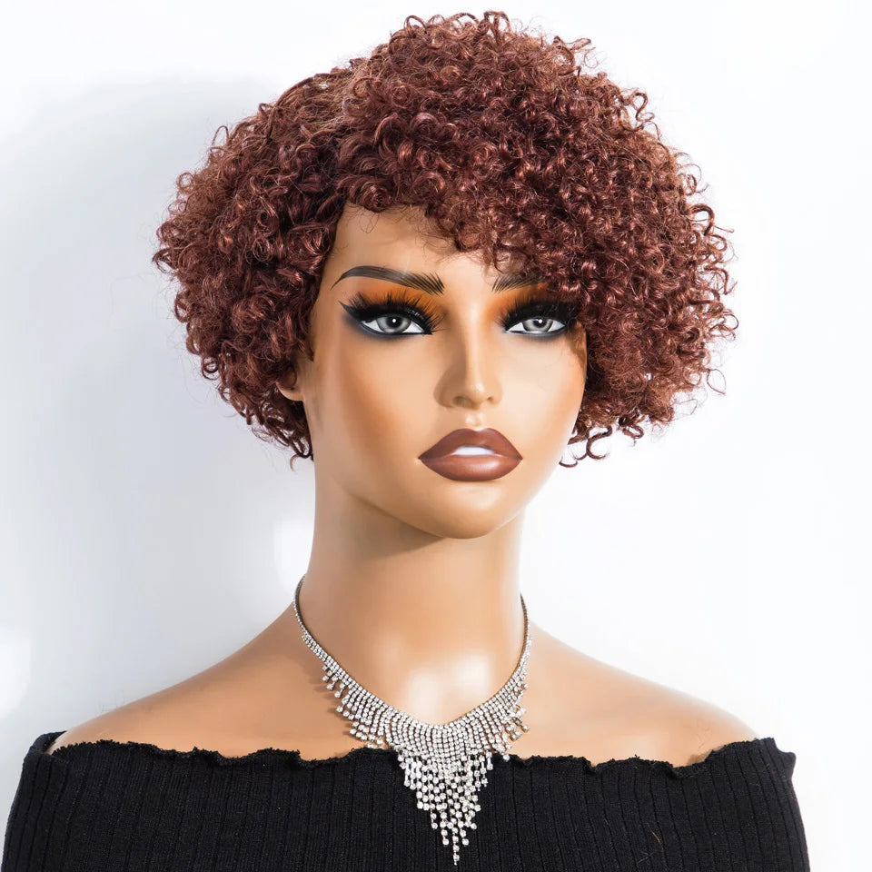 Lekker Short Pixie Cut Afro Kinky Curly Bob 100% Human Hair Wigs For Women Brazilian Remy Hair Full Machine Made Clearance Wigs