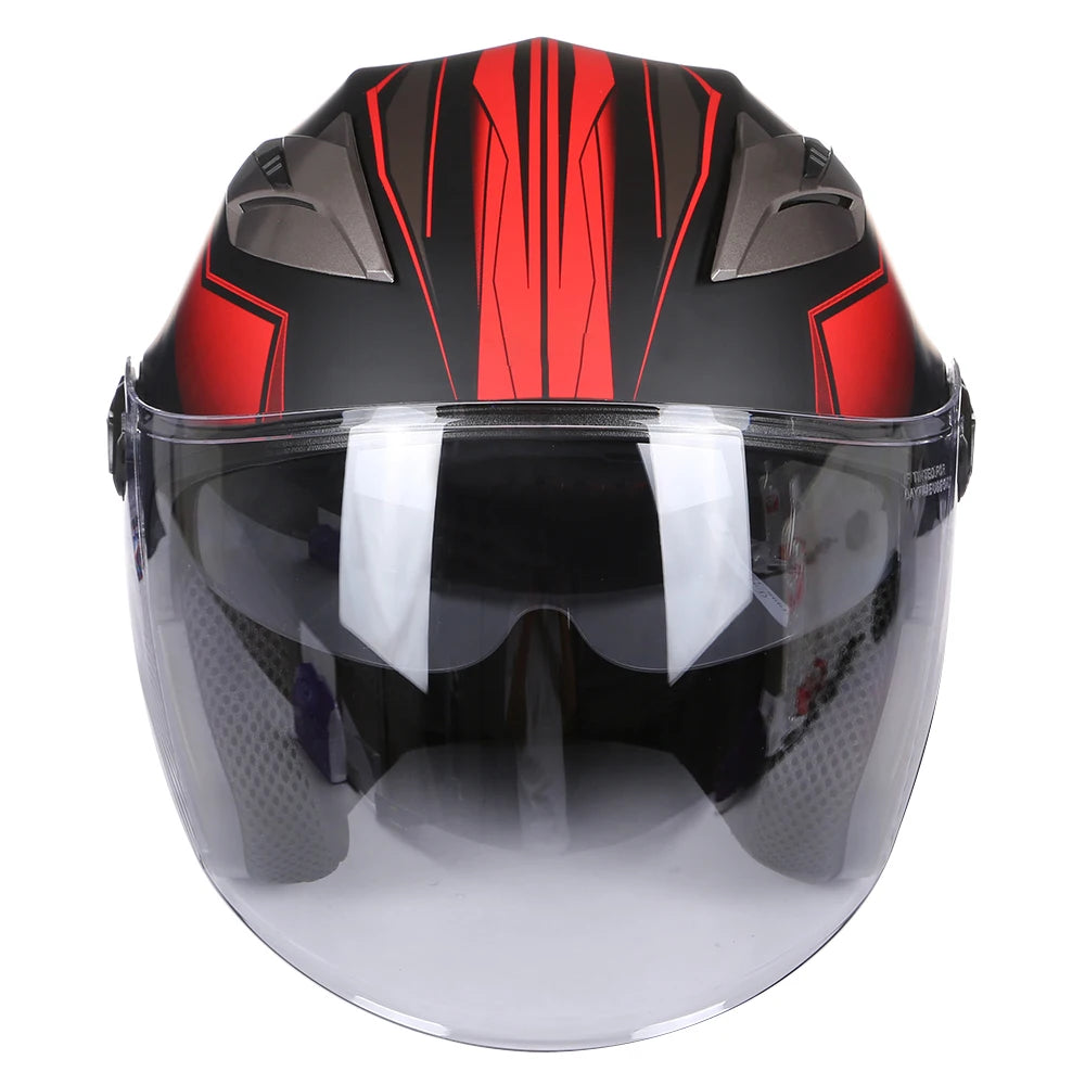 Dual Lens Retro Open Face 3/4 Motorcycle Helmet Riding Motocross Racing Motobike Vintage Cascos Capacete De Moto Men Women DOT