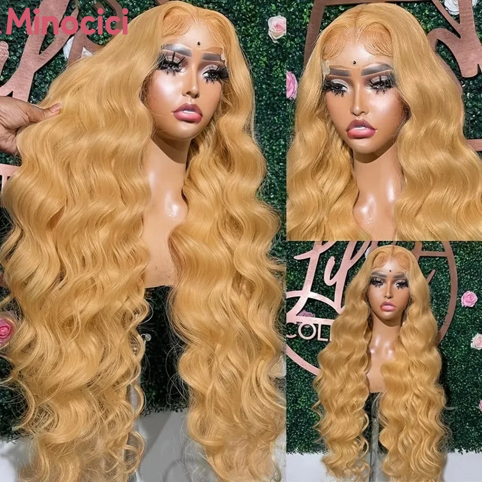 27 Honey Blonde Body Wave Human Hair Wigs 13X6 Hd Lace Frontal Wig 250 Density Human Hair Colored Pre Plucked Brazilian Wig
