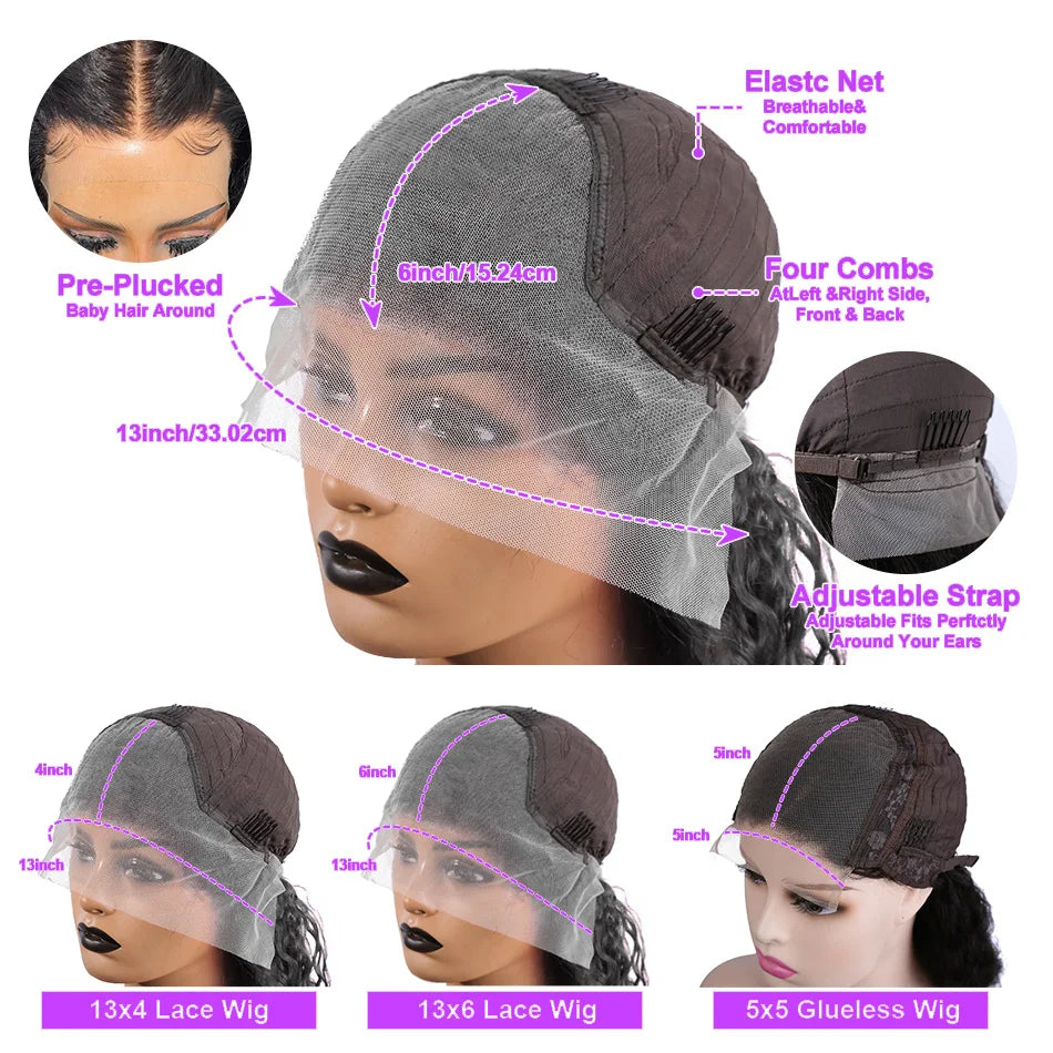 250% HD Lace Frontal Wig Short Bob Wig Human Hair Glueless Human Hair Wavy Body Wave 13x4 Transparent Lace Front Wigs For Women