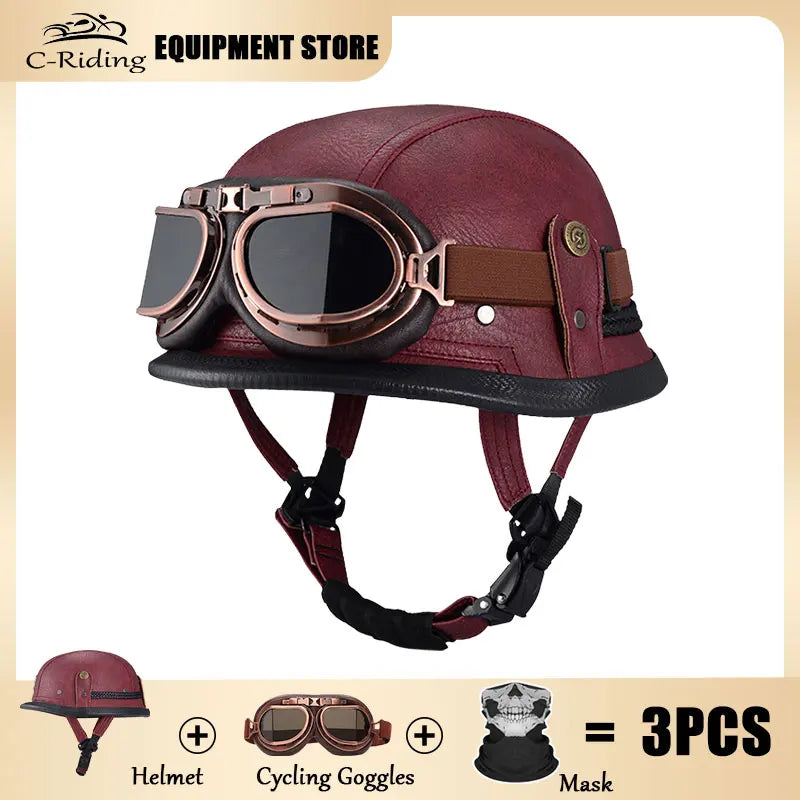 Motorbike Helmets Casco Moto Helmet Half Face Vintage Retro German Scooter Motorcycle Helmet Dot Approved Motorcycle Accessories