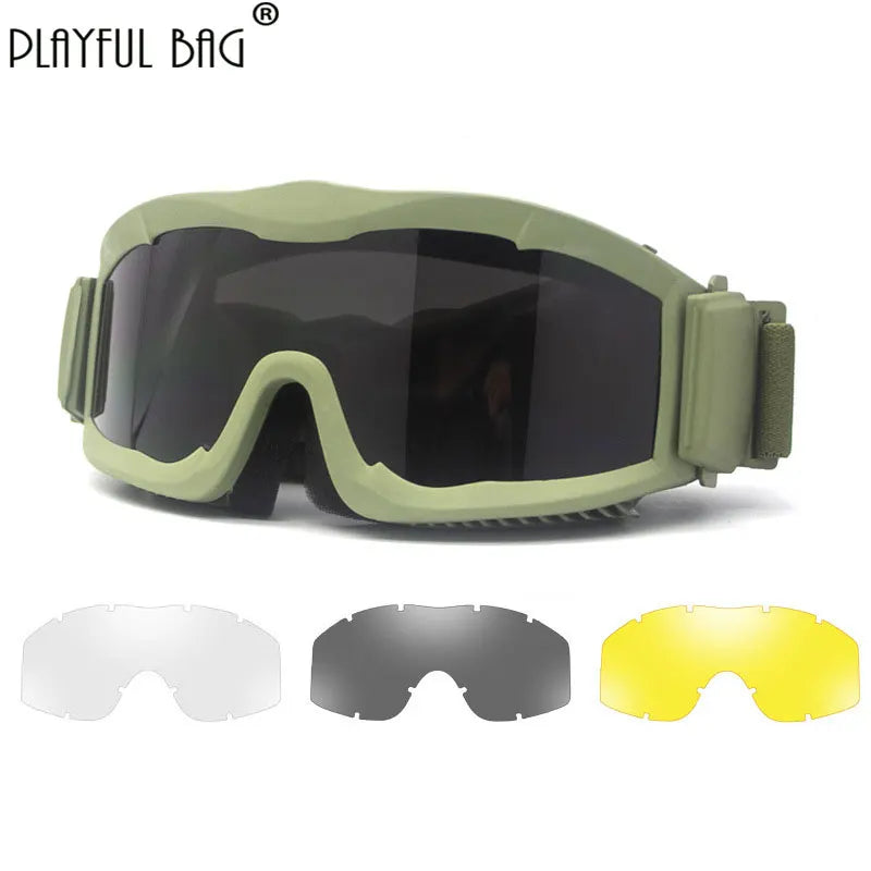 Alpha Tactical Goggles Wind-proof Glasses Eye Protection Airsoft Paintball Outdoor Riding Sports Goggles Motorcycle QG249S