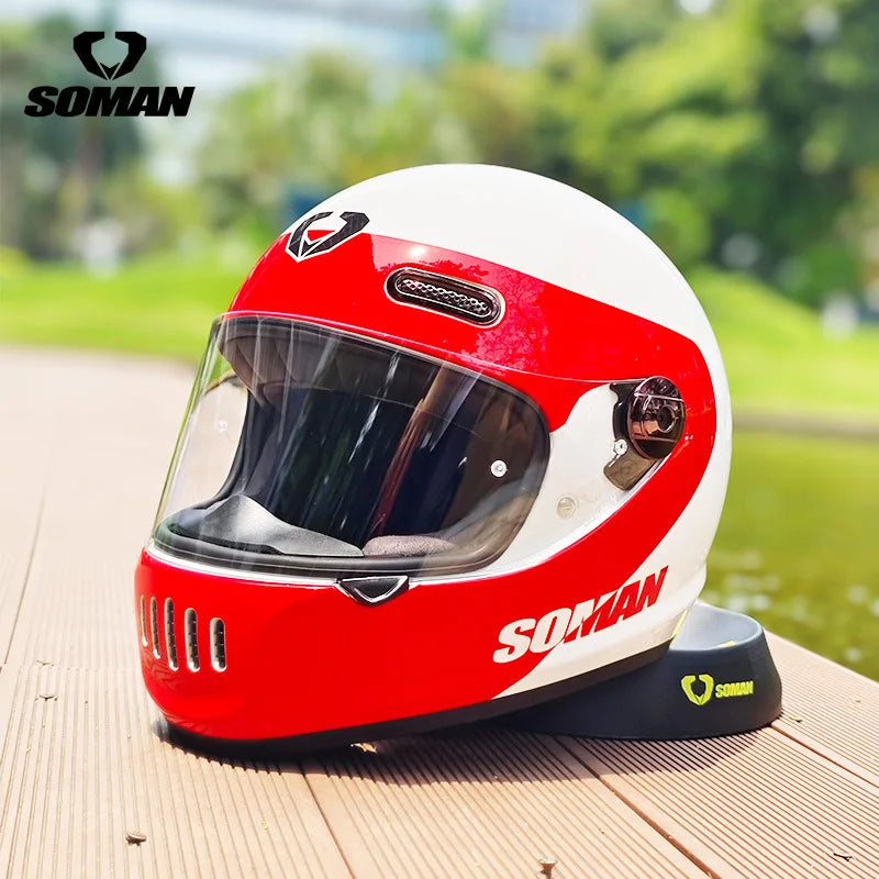 SOMAN Motorcycle Helmet Retro DOT Certification Full Face Helmet Riding Personalized Motorcycle Safety Helmet Casco Moto Casque