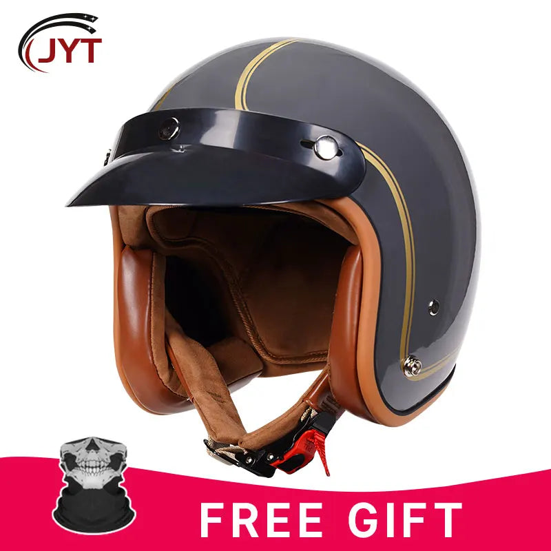 DOT Retro Open Face Motorcycle Low Profile Helmets 3/4 Half Helmet Vintage Four Seasons Unisex for Adult Men Women for Motocross