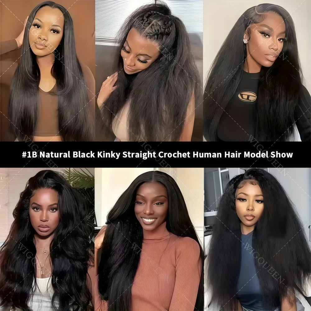 Kinky Straight Crochet bundles Human Hair Extensions 5pack/300g Full Head #4Chocolate Brown Yaki Straight Feather Line Bulk Hair