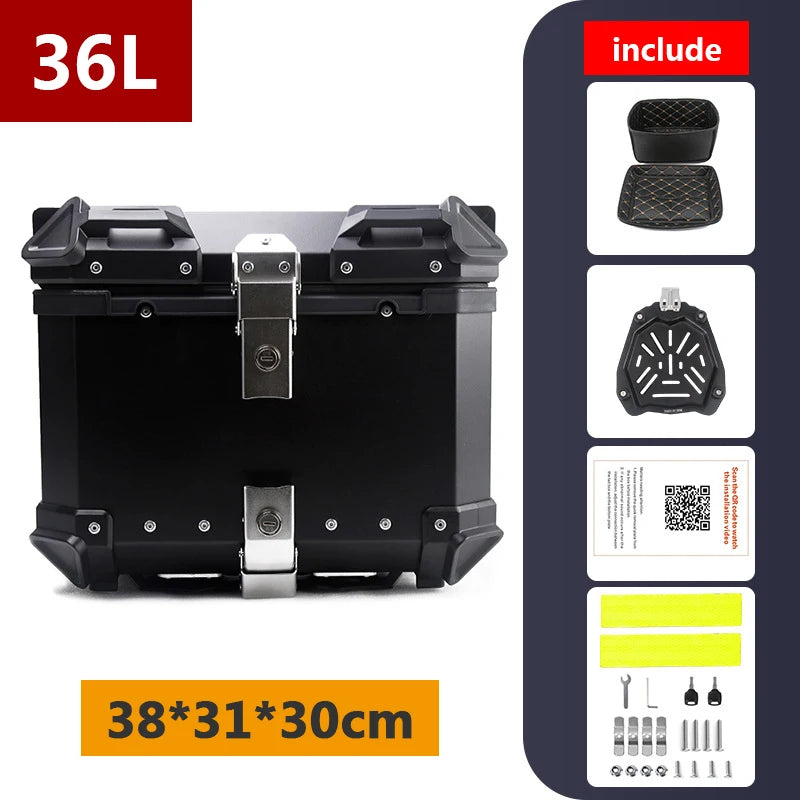 Aluminum Motorcycle Box 45L 55L 65L 80L Motorcycle Rear Luggage Box Helmet Travel Storage Case Moto Top Box Universal Waterproof