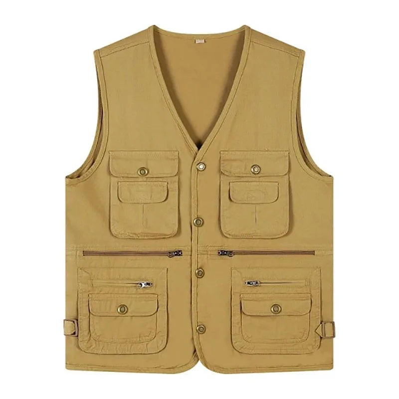 Summer Men Tactical Hiking Fishing Vest Multi-pocket Photographer Waistcoat Outdoor Leisure Male Thin Cargo Jacket Vests S-6XL