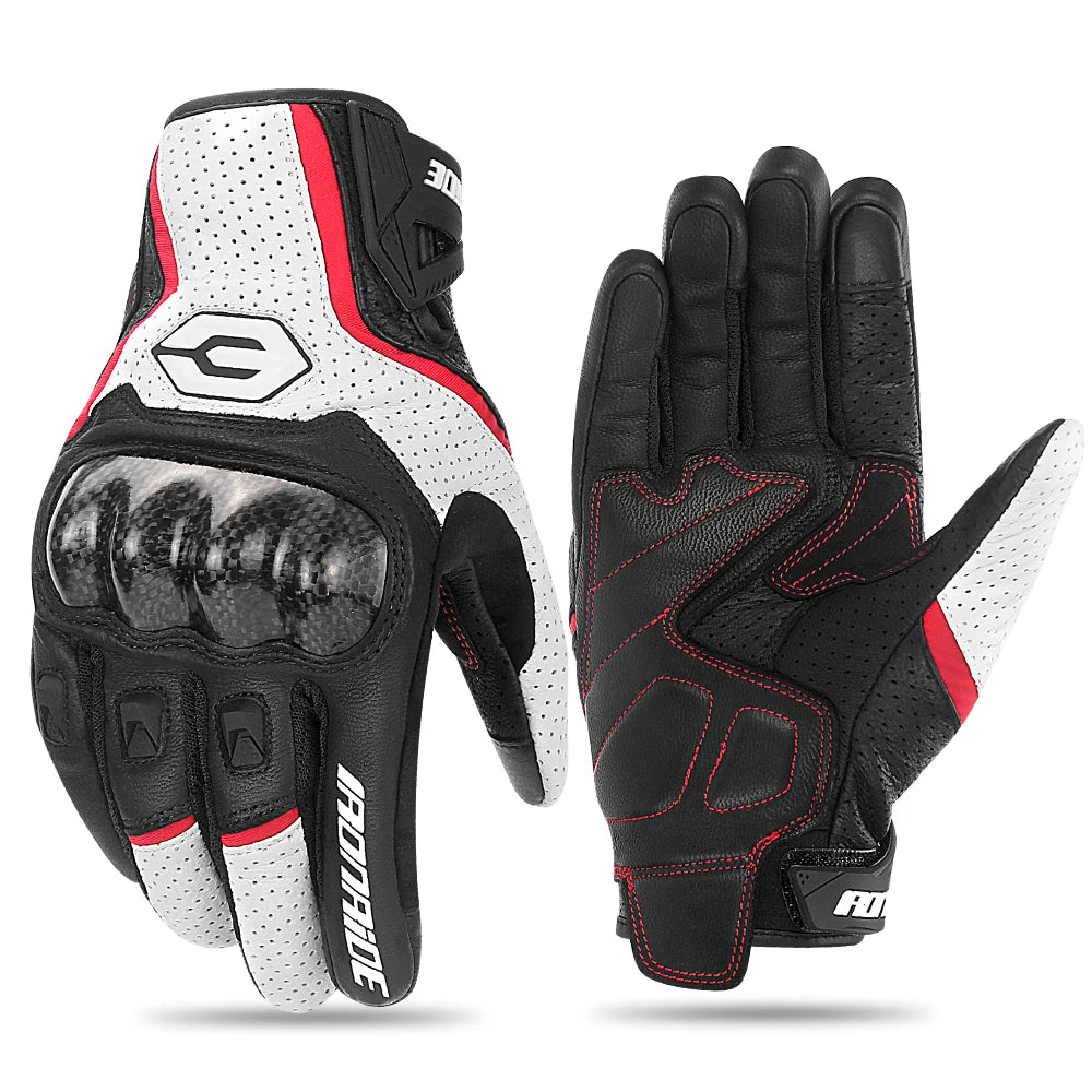 Motorcycle Gloves Leather Motorbike Touch Screen Gloves Motocross Full Finger Protective Gloves Motorbike Non-slip Riding Gloves
