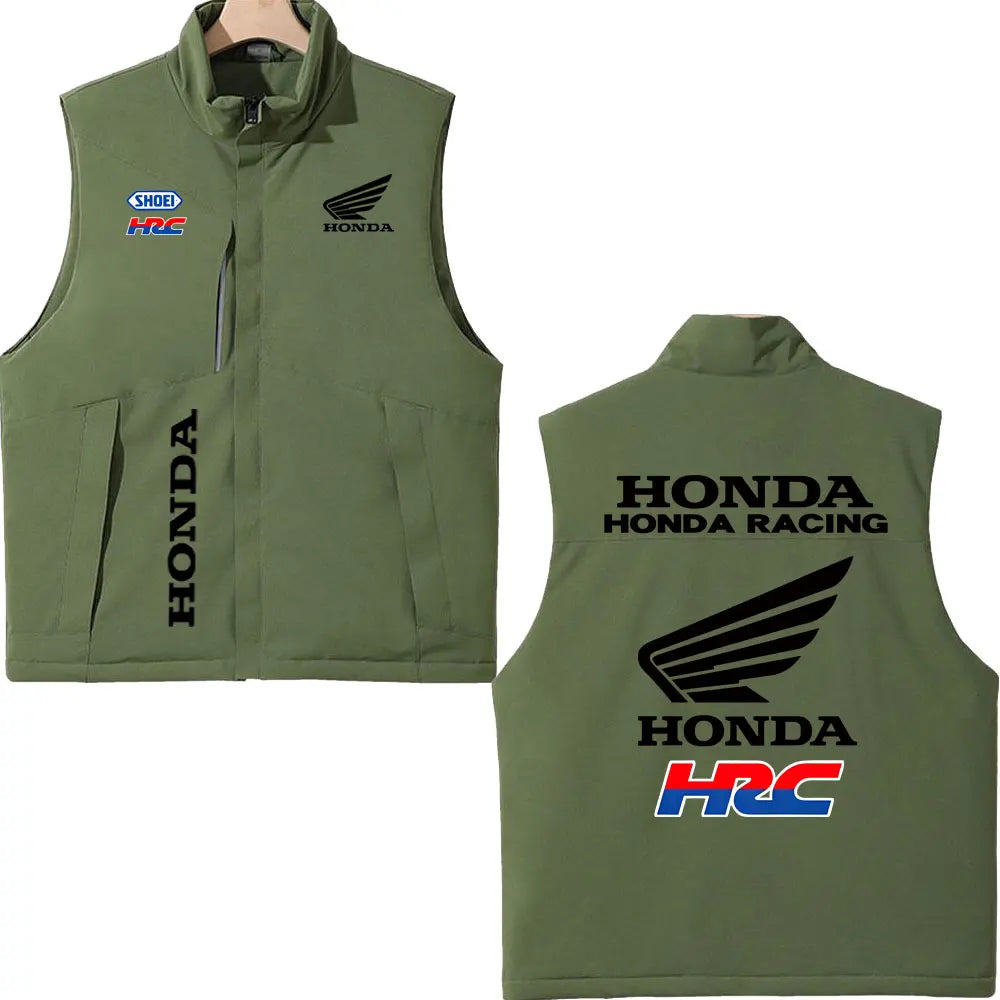 2025 Honda Racing Printed Cotton-Padded Vest Autumn Winter Men's Women's Outdoor Motorcycle Jacket Street Fashion Warm Clothing