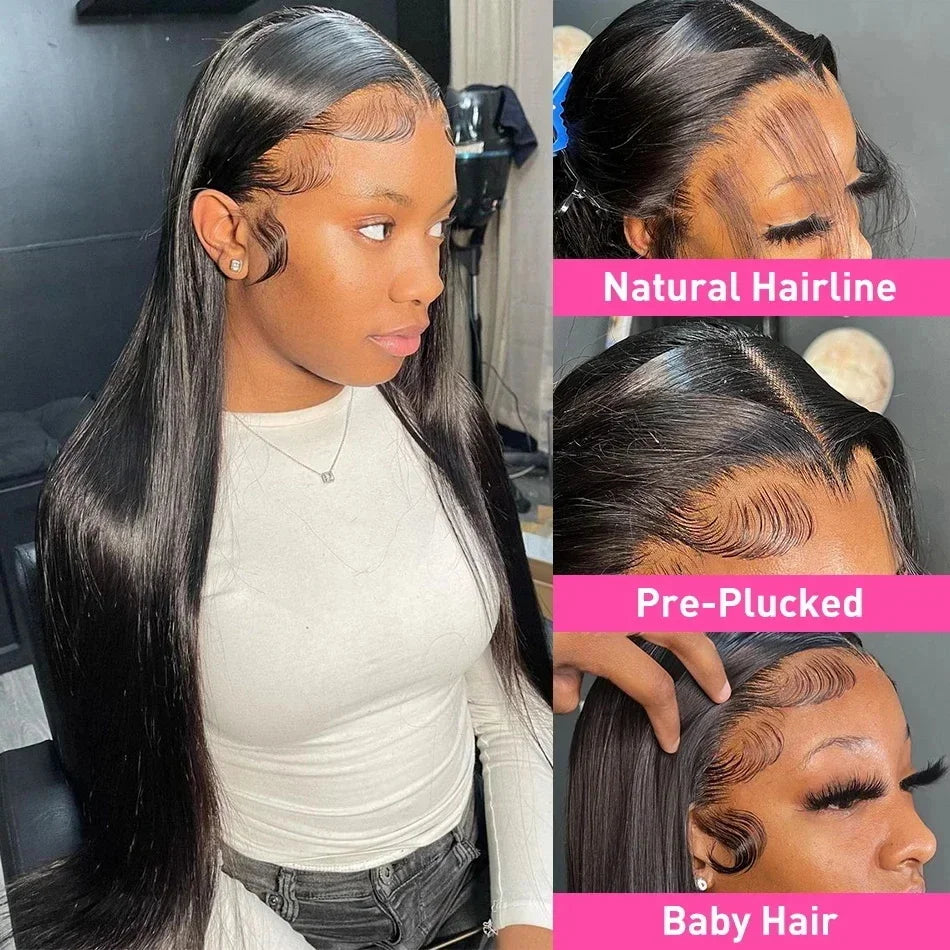 30 40 Inch Bone Straight Hd Transparent 13x6 Pre Plucked Lace Frontal Wig 13x4 360 Hd Lace Front Human Hair Wigs For Black Women