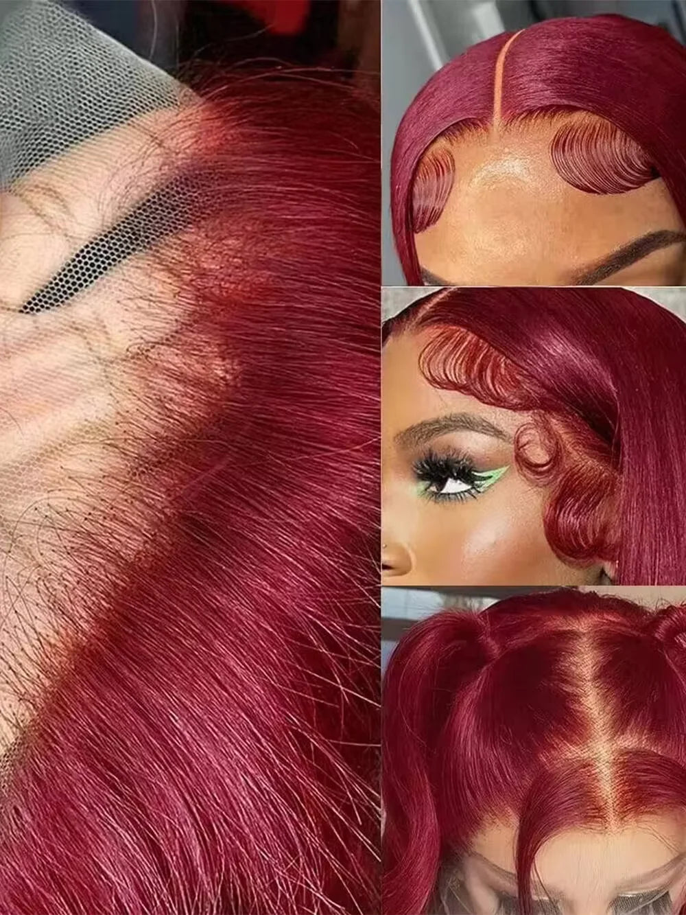 200 Density 13x4 13x6 Full Frontal Lace 99j Burgundy Preplucked Colored Straight Frontal Wig HD Transparent Lace Human Hair Wigs