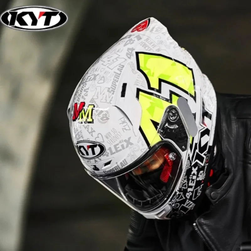 New colors available！KYT Full Helmet Women Motorcycle Helmet Men Summer Four Season Moto Track Hard Helmet Riding Big Tail ST