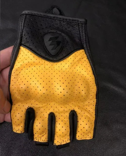 Half Finger Motorcycle Gloves Leather Guantes Moto Verano Estivi Luvas Ciclismo Gant Cycling Fingerless Gloves Tactical Retro