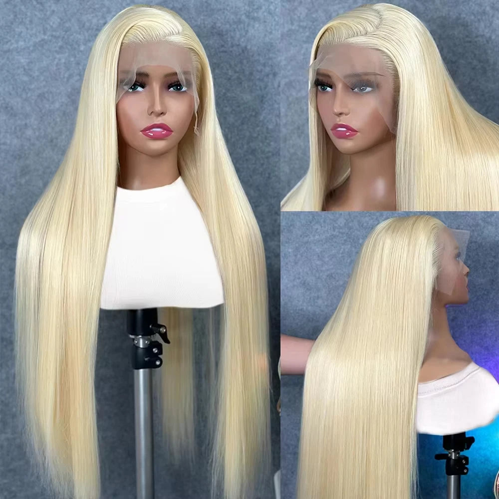 Nexoro 613 Bone Straight Human Hair Wig 13x4 13x6 Lace Front Blonde Color Real Brazilian Women Pre Plucked Natural Soft Silky