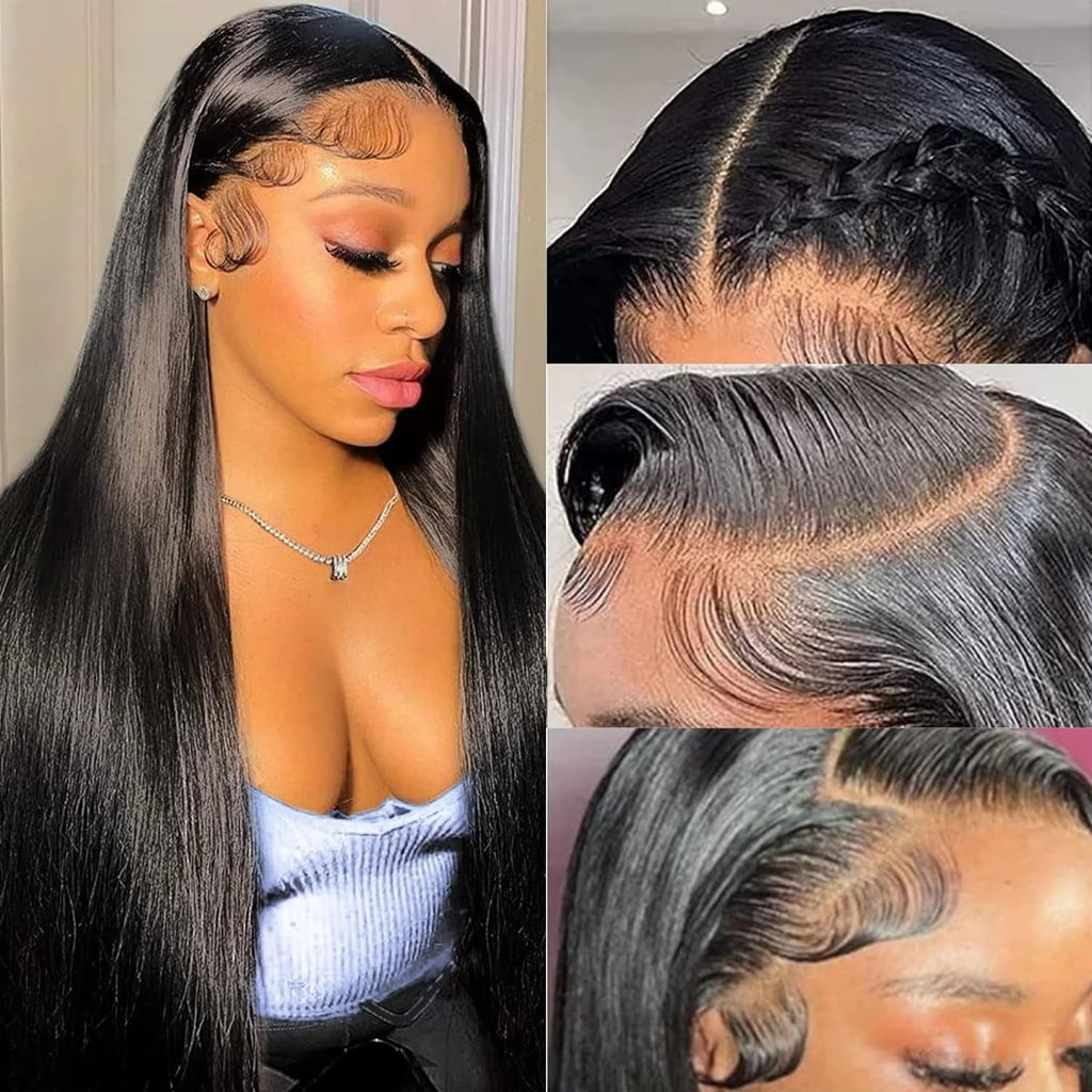 250% Density  Human Hair Brazilian 5x5 Glueless Wear and Go Wig 13x4 13x6 HD Transparent Bone Straight Lace Frontal Wigs