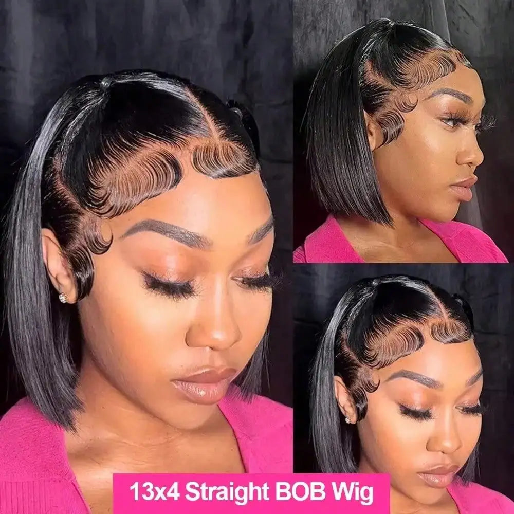 13x4 HD Lace Frontal Straight Human Hair Wig 250% Density Glueless Brazilian Human Hair Wig with Baby Hair Natural Color