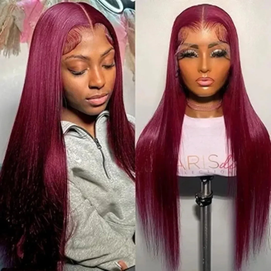 Burgundy 13x6 Hd Lace Frontal 99J Colored Red Wigs 30 Inch 13x4 Lace Front Pre Plucked 200 Density Human Hair Brazilian Wigs