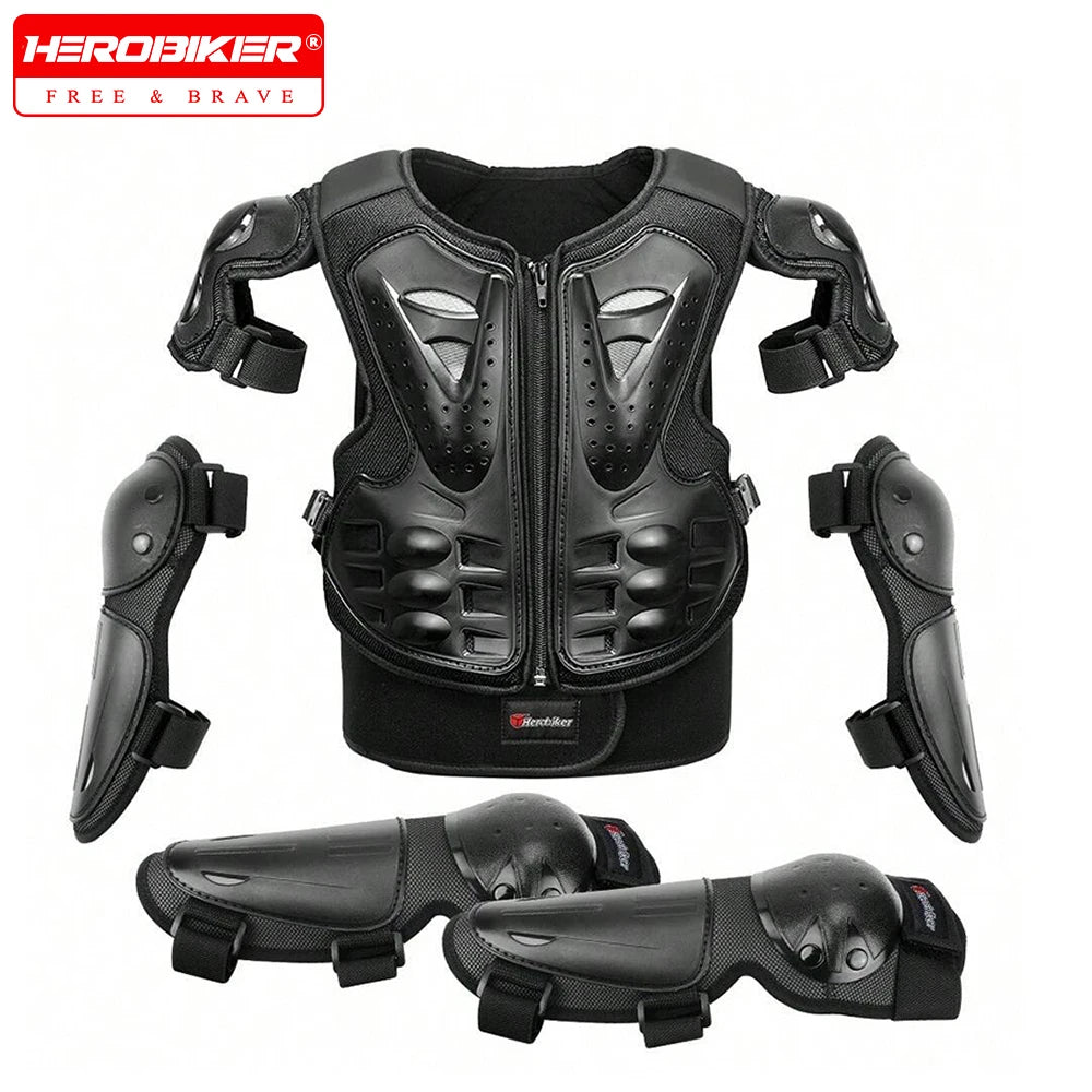 Motorcycle Armor Kid's Chest Vest Protection Motocross Riding Armor Jacket Protective Armors Motorbike Kneepads Moto Full Armor