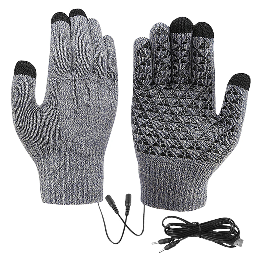 Motorcycle Bicycle Gloves Touch Screen Electric Heated Gloves Full Finger Warmer for Backpacking Mountaineering Riding Camping